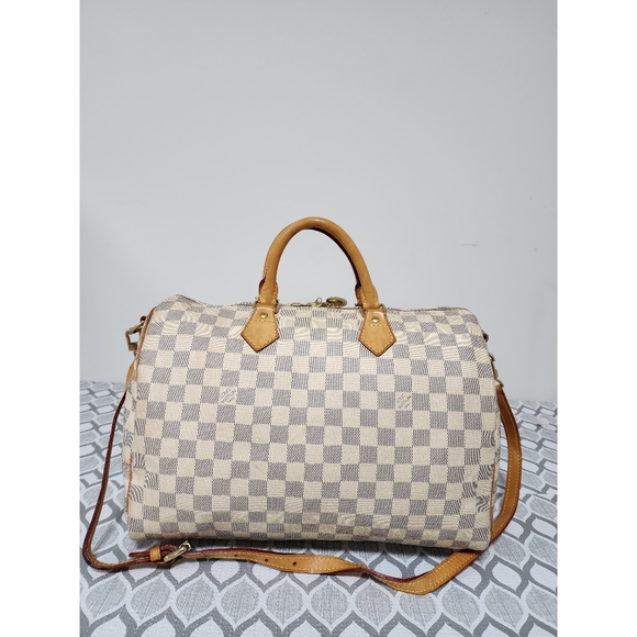 Louis Vuitton Speedy Bandouliere 35 Damier Azur Shoulder Bag Beige/Cream - Picture 3 of 15